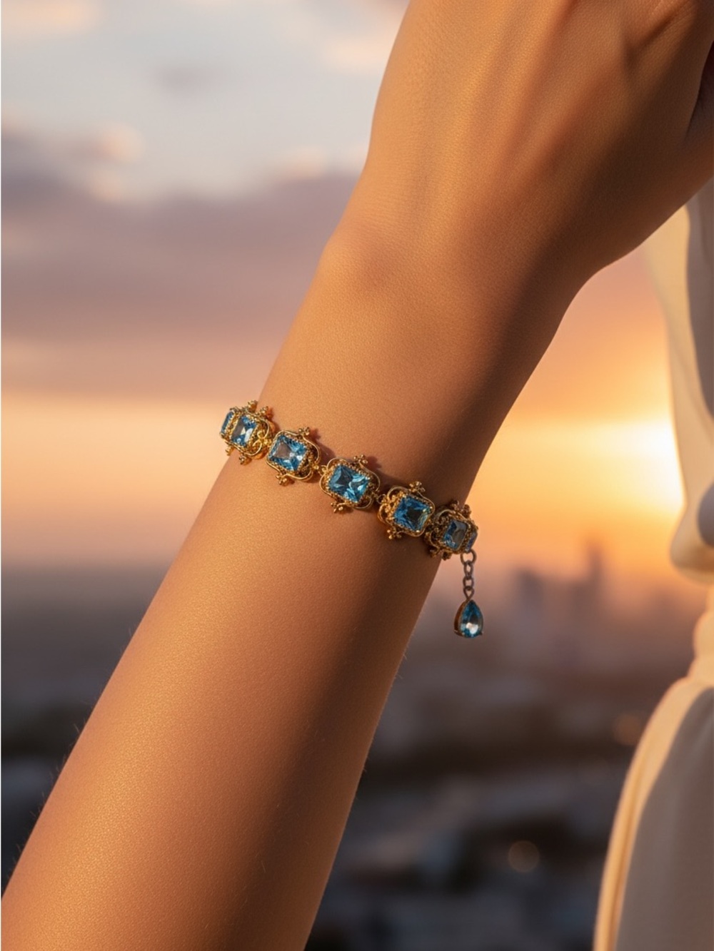 Chuck Clemency STS Blue Topaz Sterling Silver Bracelet - Picture 3 of 11